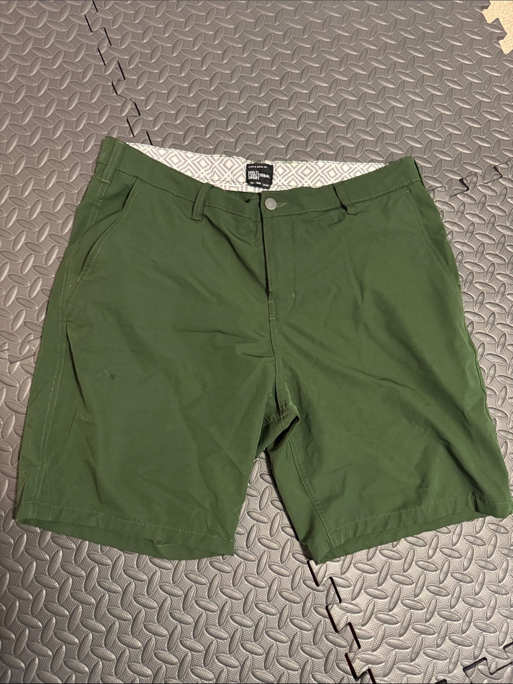 Men's Olive Green Flat Front Performance Shorts